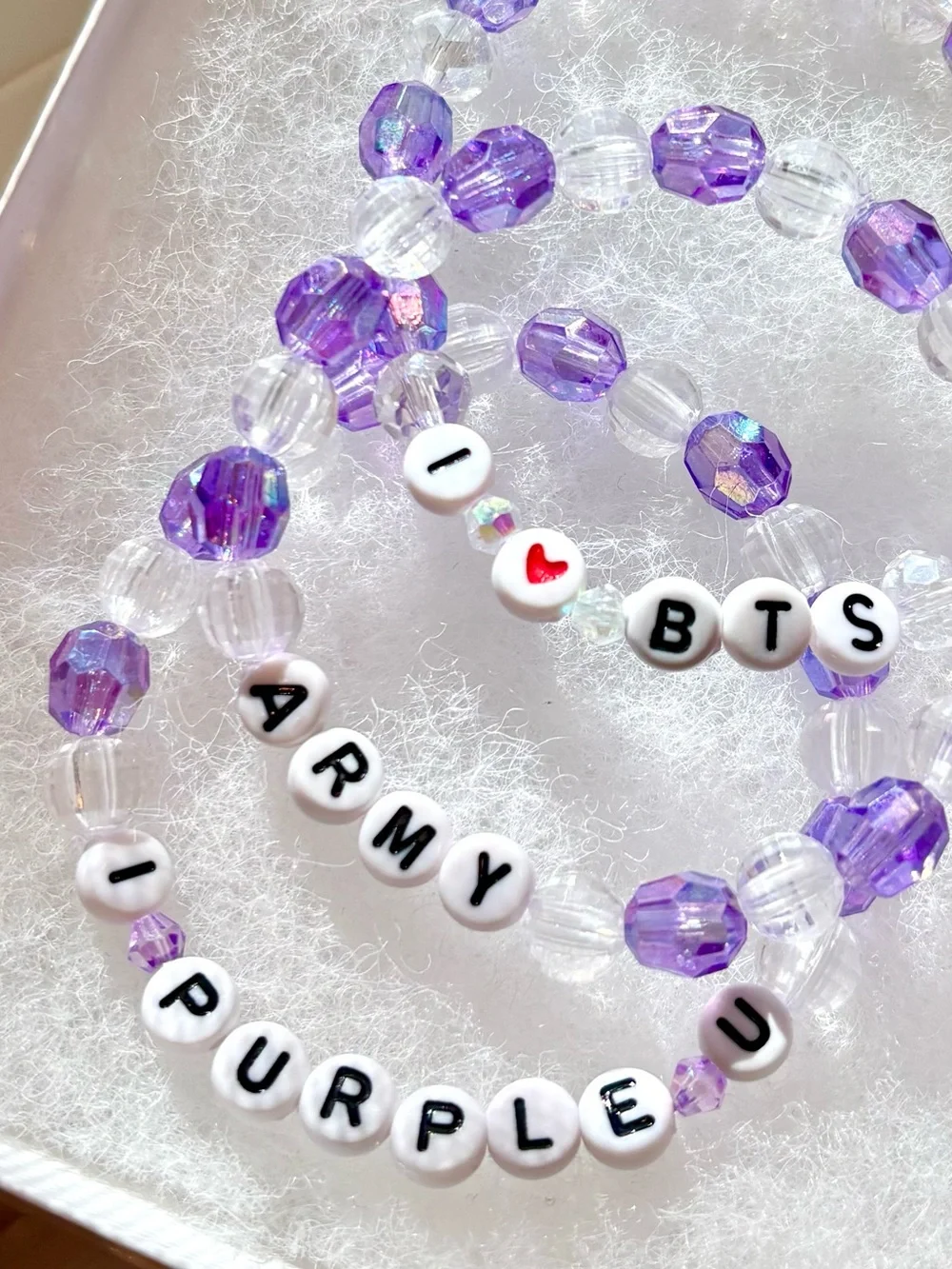 Purple Beaded Charm Bracelet Set - I ♥ BTS / ARMY / I ♥ PURPLE